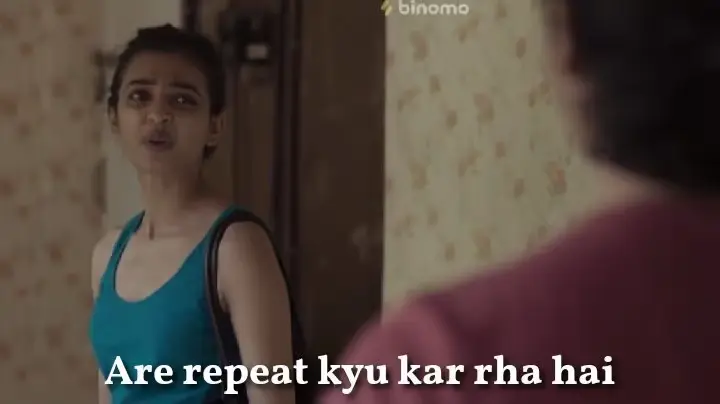 A woman looking frustrated and questioning someone, representing the audience's negative reaction when a comedian performs material they have already seen on platforms like YouTube or Netflix