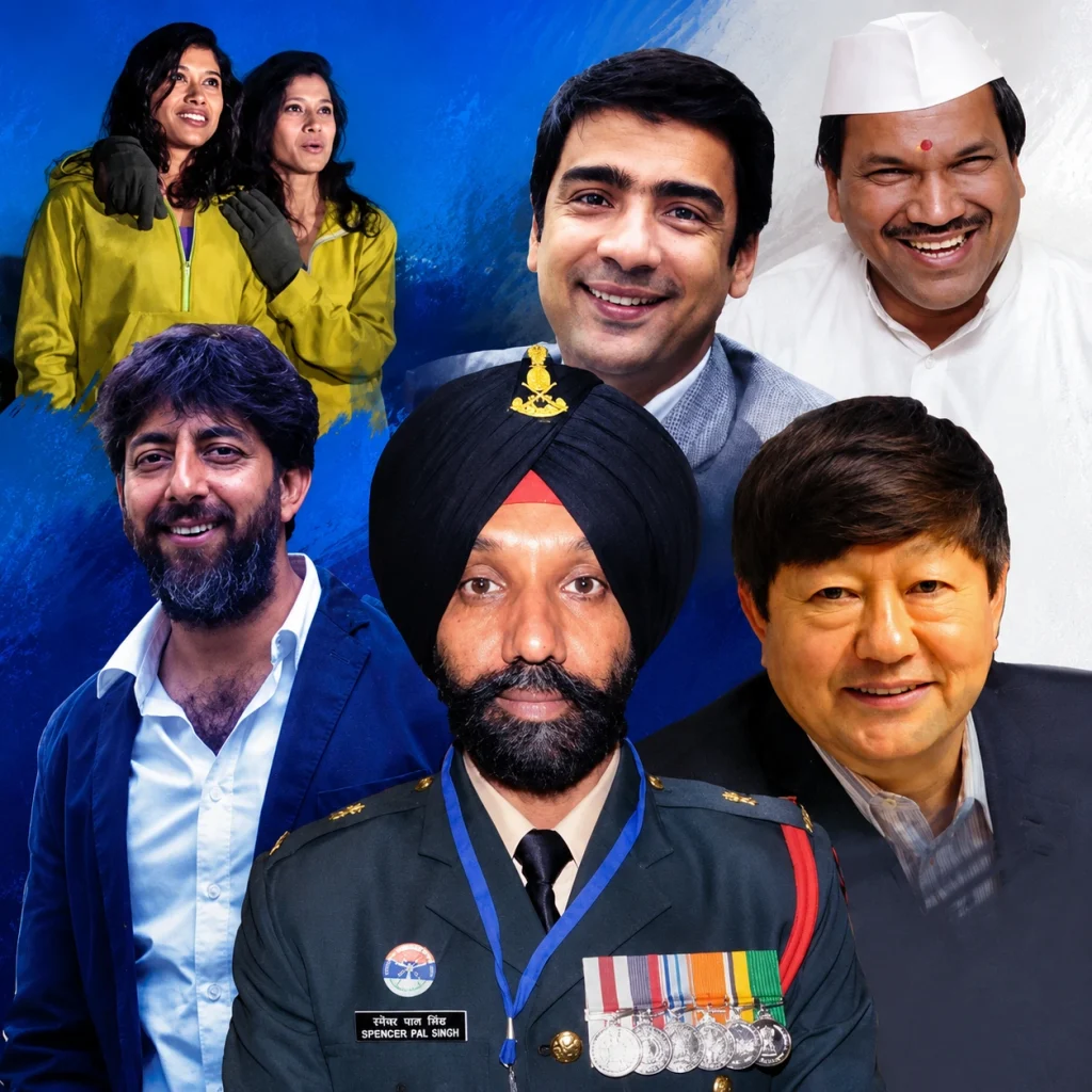 Collage of diverse Indian motivational speakers, including military veterans and domain experts, representing emerging talent for corporate events