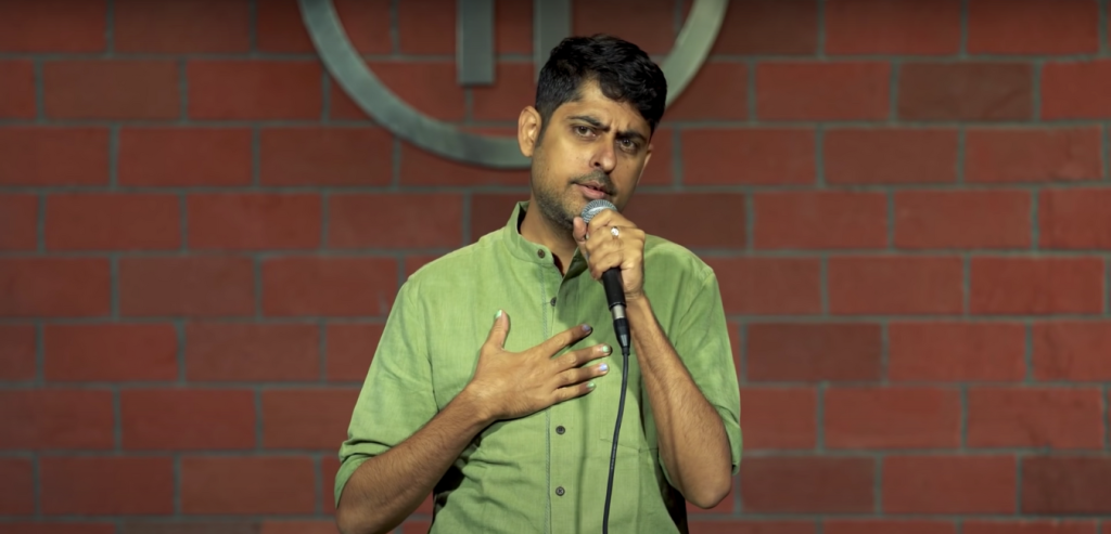 Varun Grover, Indian writer, lyricist, and stand-up comedian performing on stage
