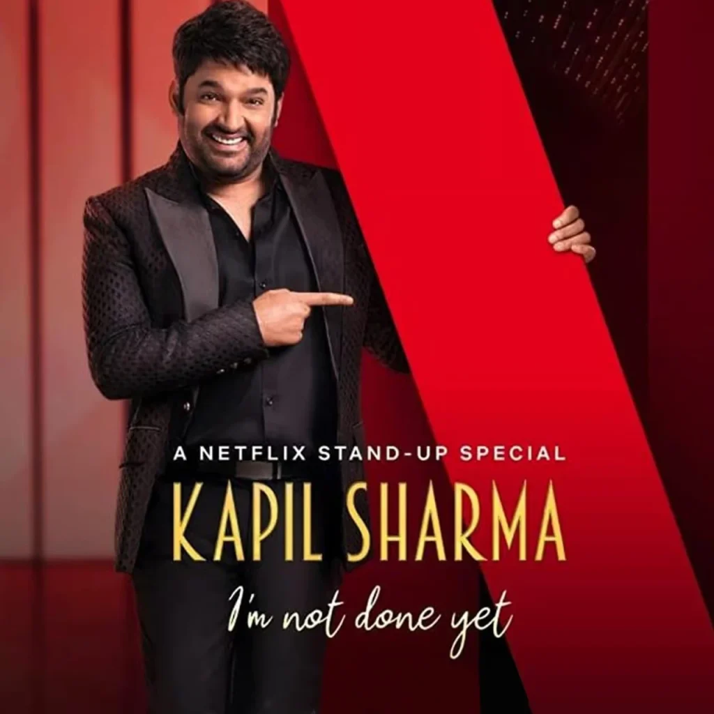 Kapil_Sharma_Im_Not_Done_Yet_Netflix_Special Indian comedian and television personality Kapil Sharma posing for his Netflix stand-up comedy special titled 'I'm Not Done Yet.'