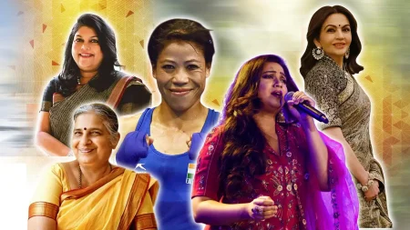 Collage comparing fierce animal matriarchs with iconic Indian female leaders for International Women's Day