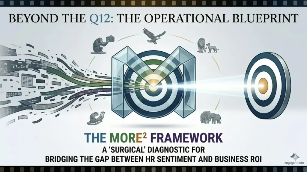 A professional blog banner with a symbolic metaphor: a stream of cluttered data enters a geometric lens at the center and is distilled into a single, focused, powerful beam of light that hits a bullseye target on the right.