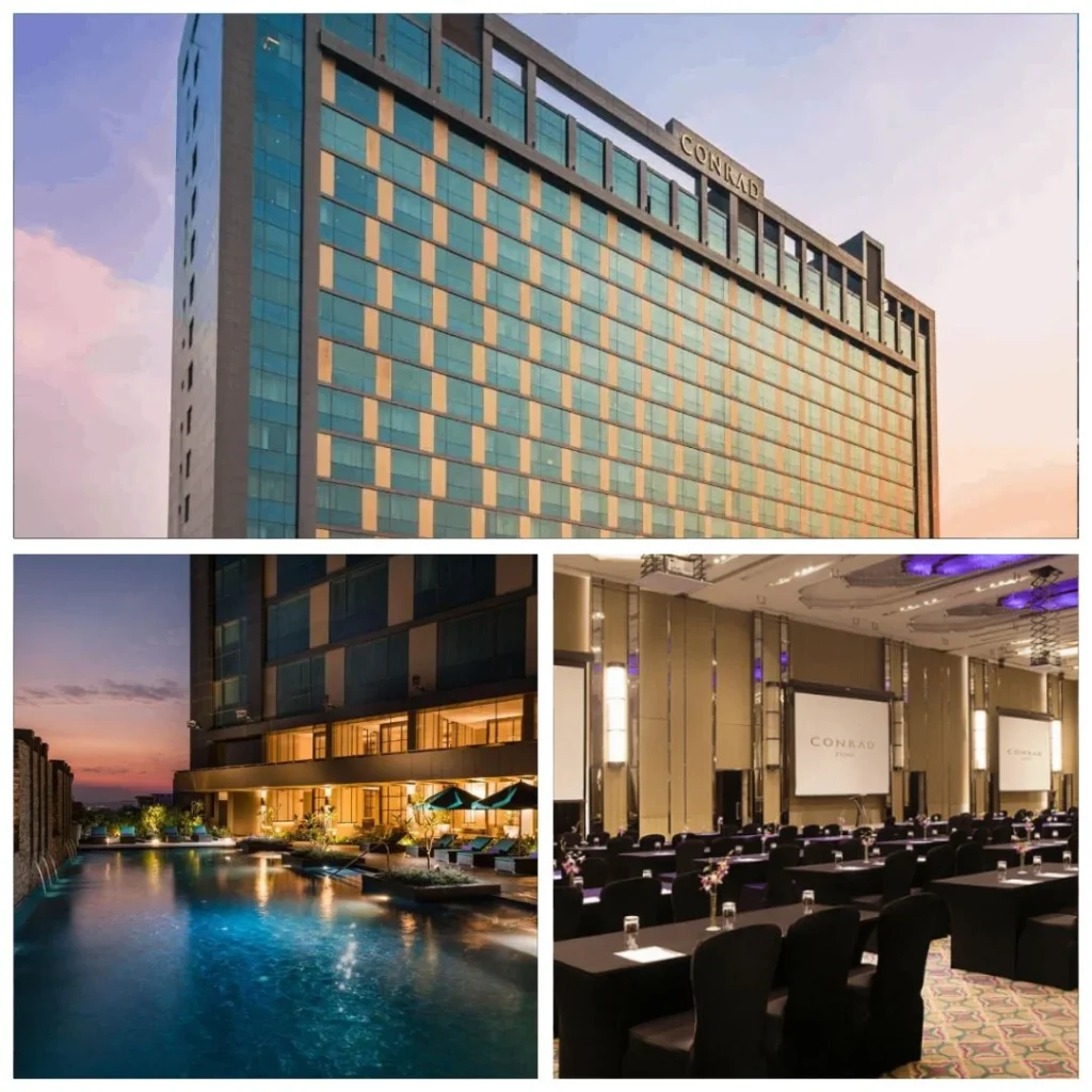 Conrad Pune luxury hotel exterior and smart-luxury conference hall for team building by engage4more