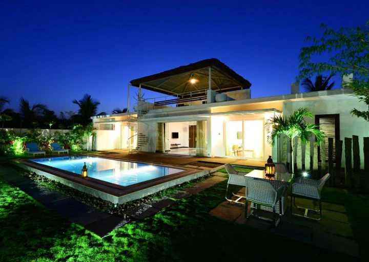 Luxury Temple Tree villa with private pool at Palm Exotica Resort Hyderabad