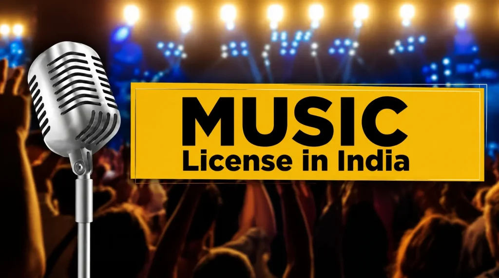 A professional microphone on stage, representing the need for music licenses for corporate events in India to avoid copyright infringement